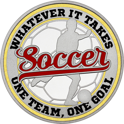 Maroon "Soccer" with Gold Outer Circular Borders